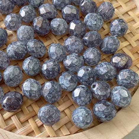 8mm Czech Firepolish Beads - Luster Stone Amethyst - Pack of 20