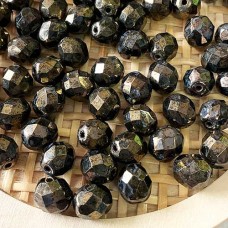 8mm Czech Firepolish Round Beads - Metallic Gold/Topaz  - Pack of 20