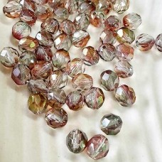 8mm Czech Firepolish Beads - Pink/Crystal Luster - Pack of 20