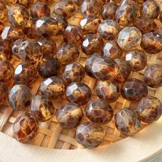 8mm Czech Firepolish Beads - Matte Crystal Picasso - Pack of 20
