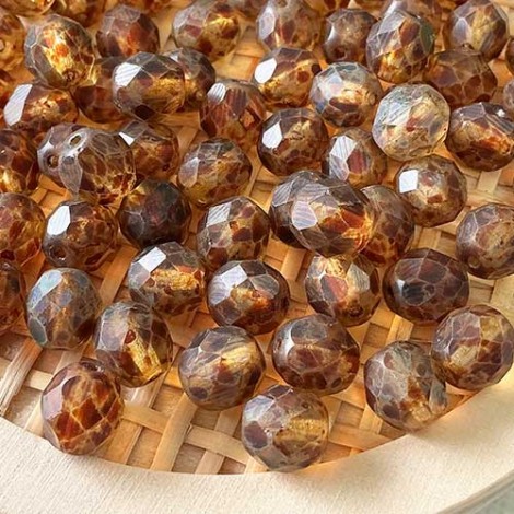 8mm Czech Firepolish Beads - Matte Crystal Picasso - Pack of 20 8mm Czech Firepolish Beads - Matte Crystal Picasso - Pack of 20