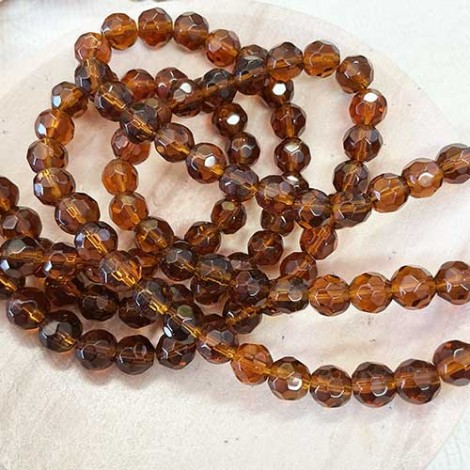 6mm Topaz Faceted Glass Round Beads - Per strand (88-91pc)