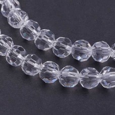 6mm Clear Faceted Glass Round Beads - Per strand (88-91pc)