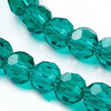 6mm Teal Faceted Glass Round Beads - Per strand (88-91pc)