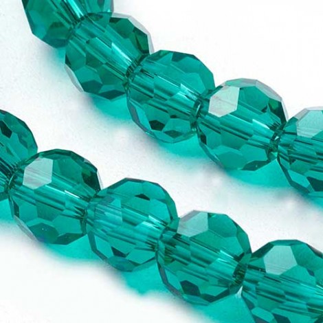 6mm Teal Faceted Glass Round Beads - Per strand (88-91pc)