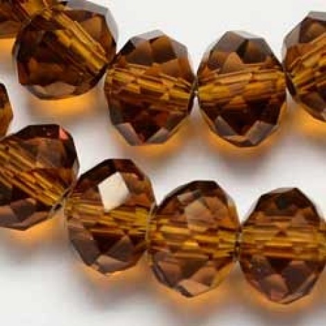 8x6mm Faceted Glass Rondelle Beads - Dark Goldenrod