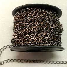 3x4mm Antique Copper Soldered Curb Chain - Per Metre