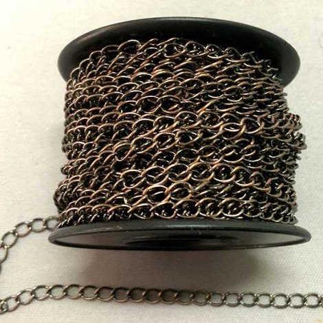 3x4mm Antique Copper Soldered Curb Chain - Per Metre