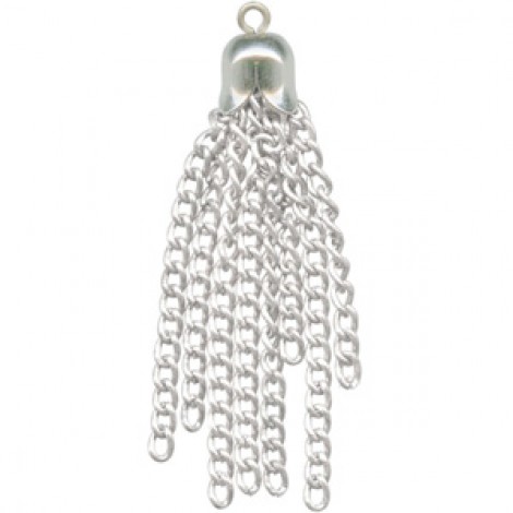 38mm 8 strand Curb Chain Tassels - Silver Plated - Pack of 2