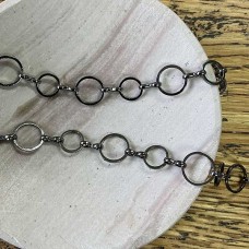 10 & 8mm Round Link Gunmetal Mother & Son Chain - Per Metre