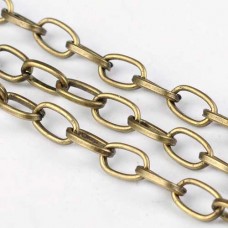 3.8x6.9mm Ant Brass Plated Iron Cross Chain - Per Metre