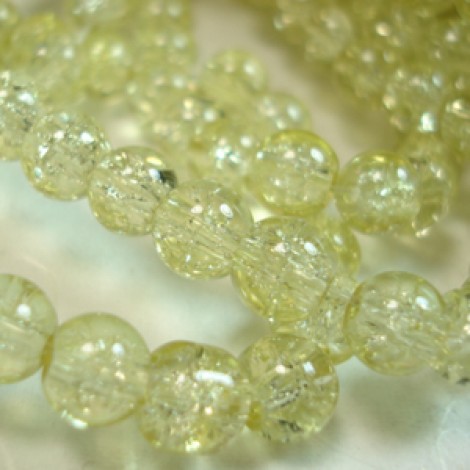 6mm Glass Crackle Beads - Jonquil - Strand