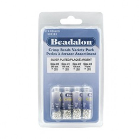 Beadalon Crimp Bead Variety Pack - 600 pc Silver Plated