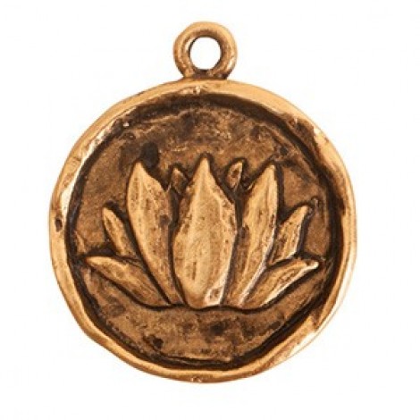 25mm Nunn Design Lotus Charm/Pendant - 24K Gold Plated