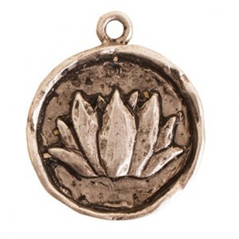 25mm Nunn Design Lotus Charm/Pendant - Antique Silver