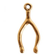 22.5mm Nunn Design Wishbone Charm - Ant Gold - Each