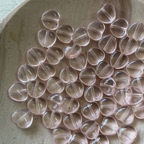 8mm Pink Czech Pressed Glass Heart Beads - Pack of 20 8mm Pink Czech Pressed Glass Heart Beads - Pack of 20