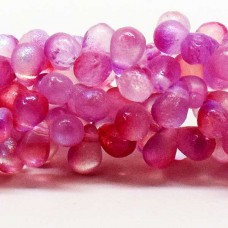 4x6mm Czech Top-drilled Drops - Etched Pink Celestial - Pack of 20