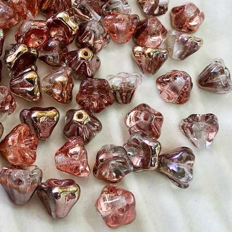 8x6mm Czech Bell Flowers - Apollo Gold - Pack of 20