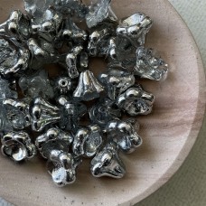 11x13mm Czech Large Bellflowers - Crystal Silver - Pack of 10