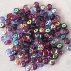 4x7mm Czech Purple Passion Rondelle Firepolish Mix - Pack of 20