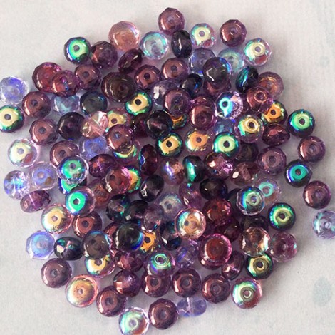 4x7mm Czech Purple Passion Rondelle Firepolish Mix - Pack of 20