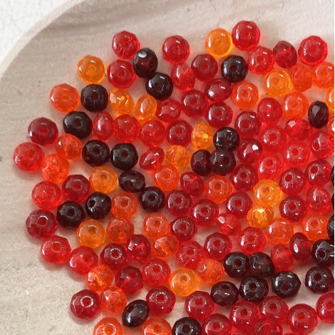 5x3mm Ruby Mix Gemstone Firepolish Rondelles - Pack of 20