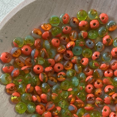 3x5mm Tutti Fruiti Czech Firepolish Rondelles - Pack of 20 3x5mm Tutti Fruiti Czech Firepolish Rondelles - Pack of 20