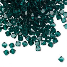 4mm Czech Preciosa Crystal Bicones - Emerald - Pack of 12