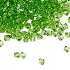 4mm Czech Preciosa Machine Cut Crystal Bicones - Peridot - Pack of 12