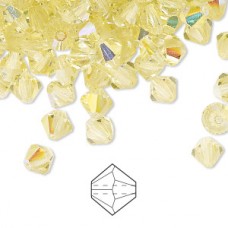 6mm Czech Preciosa Crystal Bicones - Jonquil AB - Pack of 12