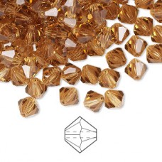 6mm Czech Preciosa Machine-Cut Crystal Bicones - Light Colorado Topaz - Pack of 12