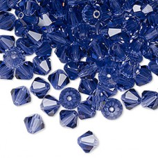 6mm Czech Preciosa Machine-Cut Crystal Bicones - Tanzanite - Pack of 12