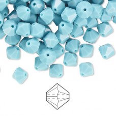 6mm Czech Preciosa Machine-Cut Crystal Bicones - Opaque Turquoise
