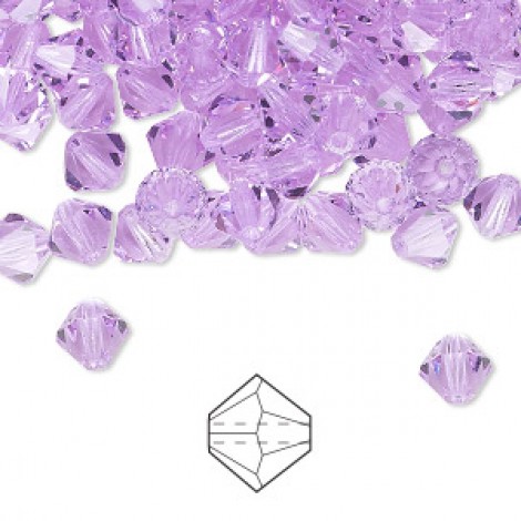 6mm Czech Preciosa Machine-Cut Crystal Bicones - Violet