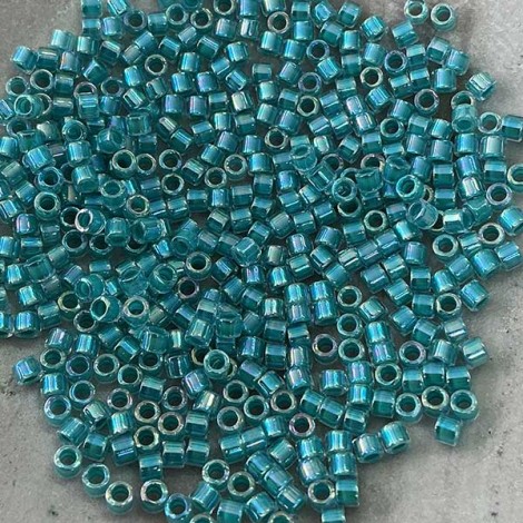 10/0 Miyuki Delica Seed Beads - Lined Aqua Blue AB - 7.2g 10/0 Miyuki Delica Seed Beads - Lined Aqua Blue AB - 7.2g