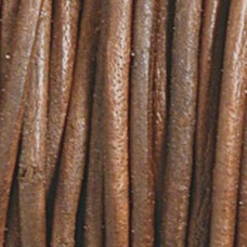 2mm Indian Leather Cord - Natural Dye Distressed Brown - 2 metres