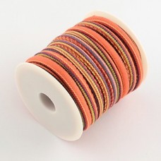 6-7mm Flat/Round Woven Cotton Cord - Orange Tones