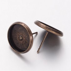 12mm ID Ant Bronze Plated Bezel Earposts