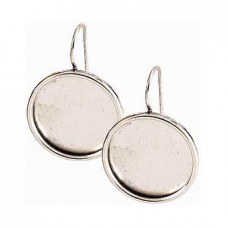18mm ID Bright Silver Nunn Design Large Circle Bezel Earwires - Per Pair