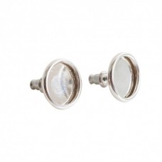 11mm ID Nunn Design Bezel Earposts - Bright Silver - Per Pair