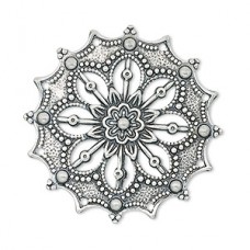 34mm Antique Silver Plated Flower Filigree - Pack of 2