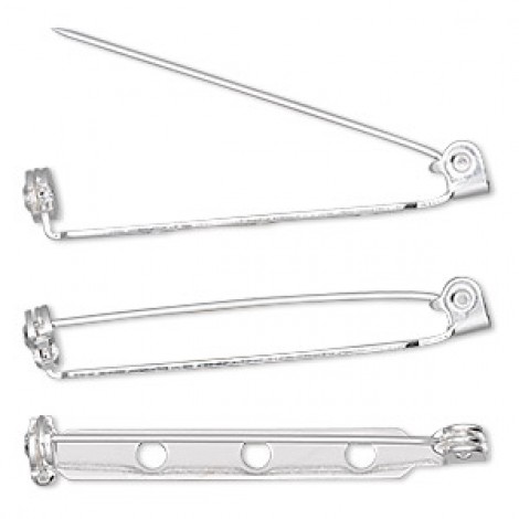 1.5" (40mm) Silver Plated Bar Pin-Back with Locking Bar