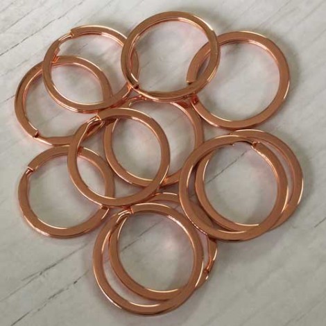 30mm Rose Gold Colour Plated Flat Profile Split Rings