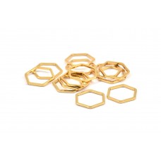 12mm Gold Plated Hexagon Geometric Link Rings