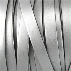 10mm Flat Licorice Leather Cord - Metallic Ant Silver
