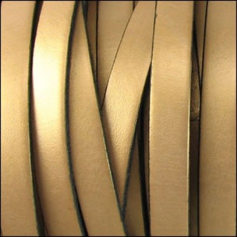 5mm Flat Licorice Leather Cord - Metallic Gold