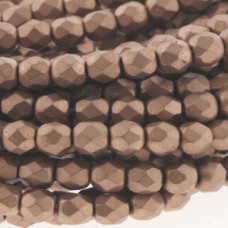 4mm Czech Firepolish Beads - Matte Metallic Bronze Copper - Pack of 50