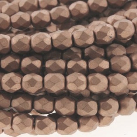 4mm Czech Firepolish Beads - Matte Metallic Bronze Copper - Pack of 50