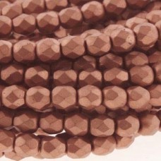 3mm Czech Firepolish Beads - Matte Met Ant Copper